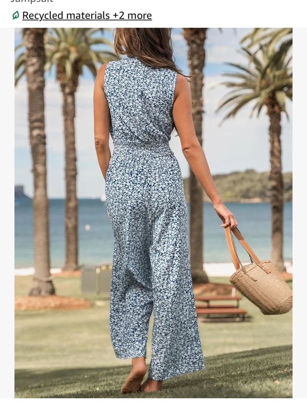 Cupshe Sleeveless Blue Floral Jumpsuit